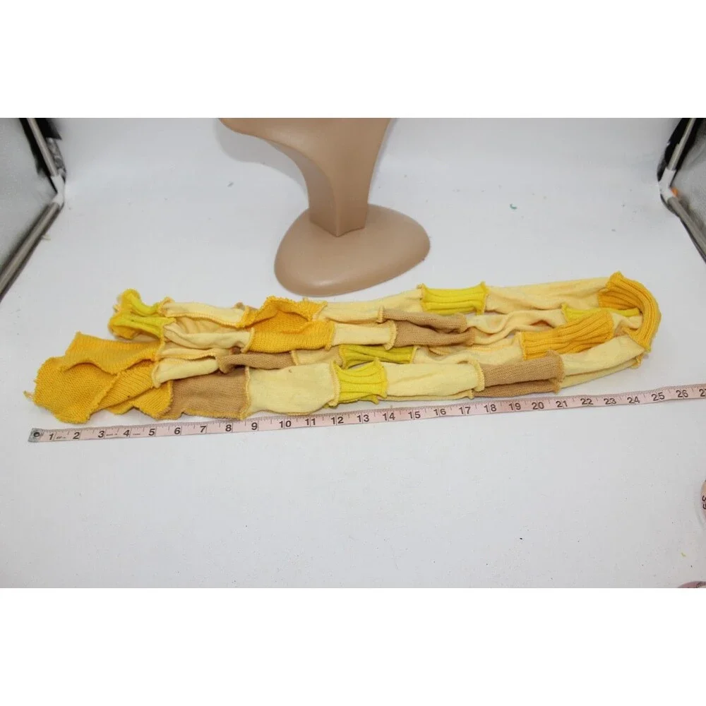 Scarf Upcycled Yellow Bright Fun Sweaters Winter Wedding Aprx 9' Long Handmade